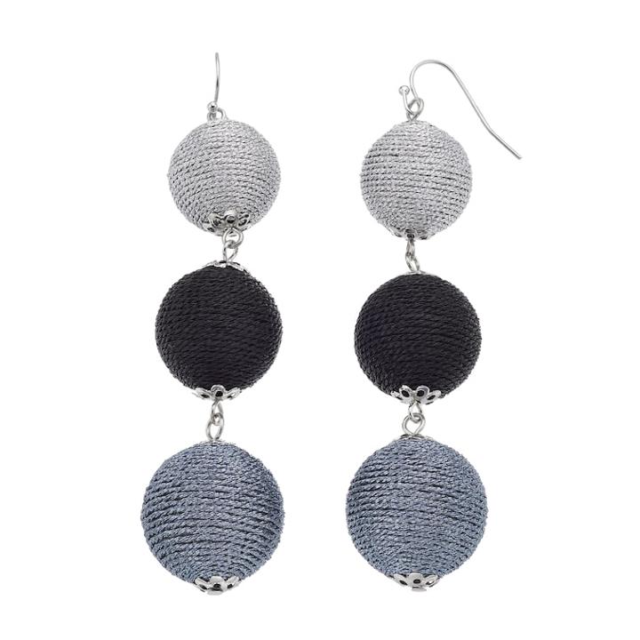Black Ombre Thread Wrapped Triple Drop Earrings, Women's