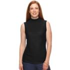 Petite Dana Buchman Sleeveless Mockneck Sweater, Women's, Size: S Petite, Black