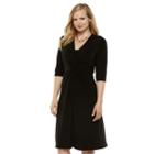 Plus Size Chaps Solid Knot-front Empire Dress, Women's, Size: 22 W, Black