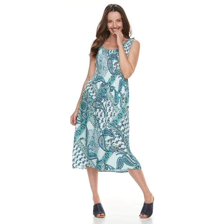 Women's Croft & Barrow&reg; Smocked Tank Dress, Size: Xs, Light Blue