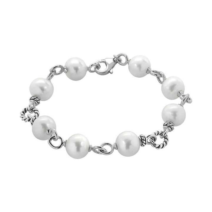 Pearlustre By Imperial Freshwater Cultured Pearl Sterling Silver Station Bracelet, Women's, Size: 7.5, White