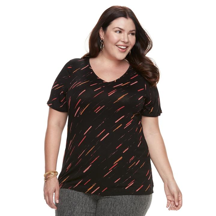 Plus Size Apt. 9&reg; Essential V-neck Tee, Women's, Size: 2xl, Med Pink