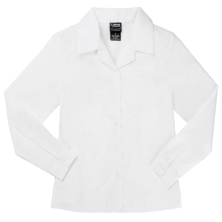 Girls 7-20 French Toast School Uniform Long Sleeve Poplin Top, Size: 10, White