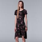 Women's Simply Vera Vera Wang Floral High-low Hem Dress, Size: Xl, Dark Red