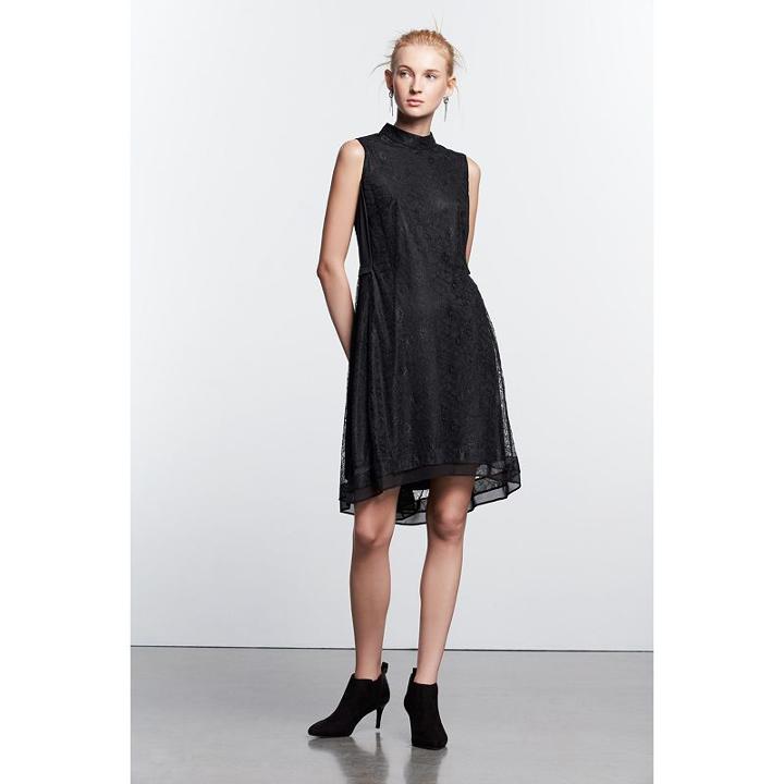 Women's Simply Vera Vera Wang Simply Noir Lace Mockneck Dress, Size: Xl, Black