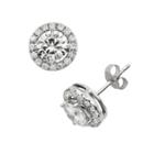 Forever Brilliant 14k White Gold 2-ct. T.w. Round-cut Lab-created Moissanite Halo Stud Earrings, Women's