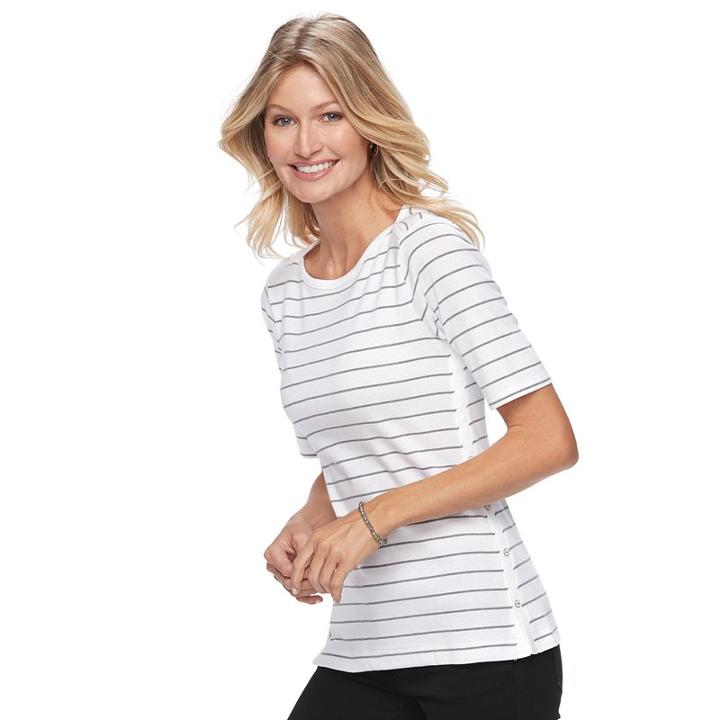 Women's Croft & Barrow&reg; Side-button Top, Size: Large, Natural