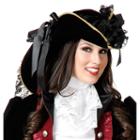 Adult Velvet Black & Gold Pirate Costume Hat, Women's