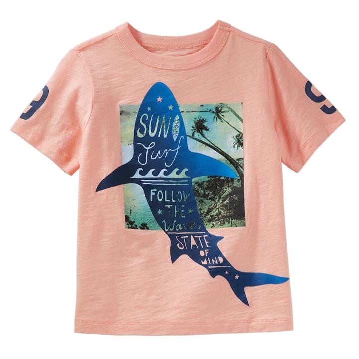 Boys 4-12 Oshkosh B'gosh&reg; Sun Surf Waves Shark Graphic Tee, Size: 4/5, Orange