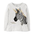 Girls 4-14 Carter's Express Yourself Unicorn Zebra Peplum Graphic Tee, Size: 8, Light Grey