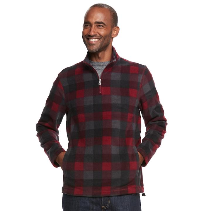Men's Croft & Barrow&reg; Arctic Fleece Quarter-zip Pullover, Size: Medium, Dark Red