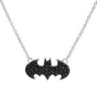 Dc Comics Crystal Silver-plated Batman Necklace, Women's, Size: 18, Grey