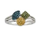 Sterling Silver 1/4-ct. T.w. Blue, Yellow And Green Diamond Ring, Women's, Size: 6, Multicolor