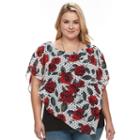 Plus Size Ab Studio Floral Popover Necklace Top, Women's, Size: 3xl, Ovrfl Oth