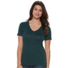 Women's Apt. 9&reg; Essential V-neck Tee, Size: Large, Dark Green