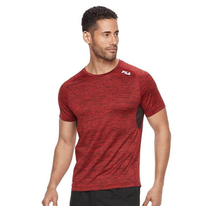 Men's Fila Sport&reg; Space-dyed Performance Tee, Size: Large, Dark Red