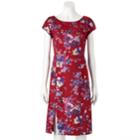 Women's Indication Floral Scuba Sheath Dress, Size: 10, Brt Red