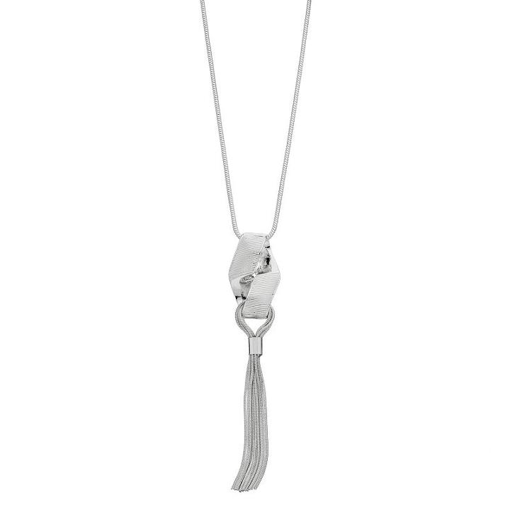 Napier Long Folded Tassel Pendant Necklace, Women's, Silver