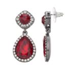Simulated Crystal Halo Square & Teardrop Earrings, Women's, Red