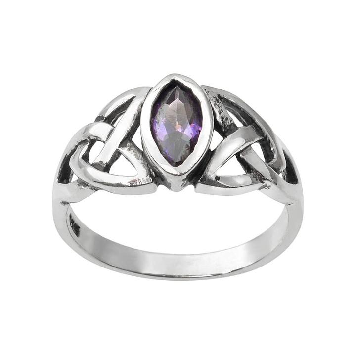 Journee Collection Cubic Zirconia Sterling Silver Celtic Knot Ring, Women's, Size: 6, Purple