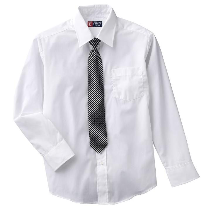 Boys 8-20 Chaps Button-down Shirt And Tie Set, Boy's, Size: 16, White