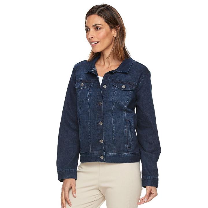 Women's Croft & Barrow&reg; Jean Jacket, Size: Large, Dark Blue