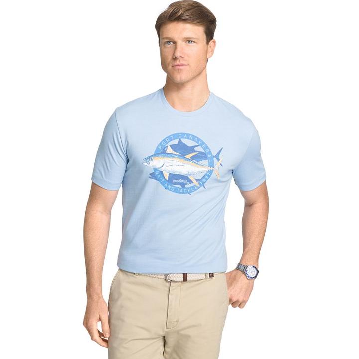 Men's Izod Nautical Tee, Size: Medium, Light Blue
