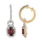 10k Gold Garnet & 1/4 Carat T.w. Diamond Drop Earrings, Women's, Red