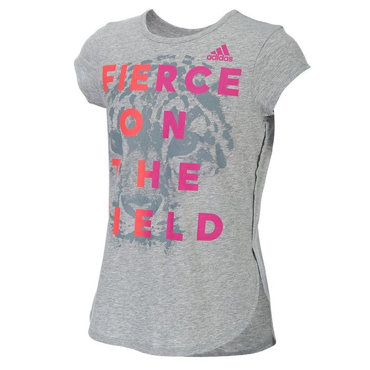 Girls 7-16 Adidas Lapped Hem Graphic Tee, Girl's, Size: Xs, Grey