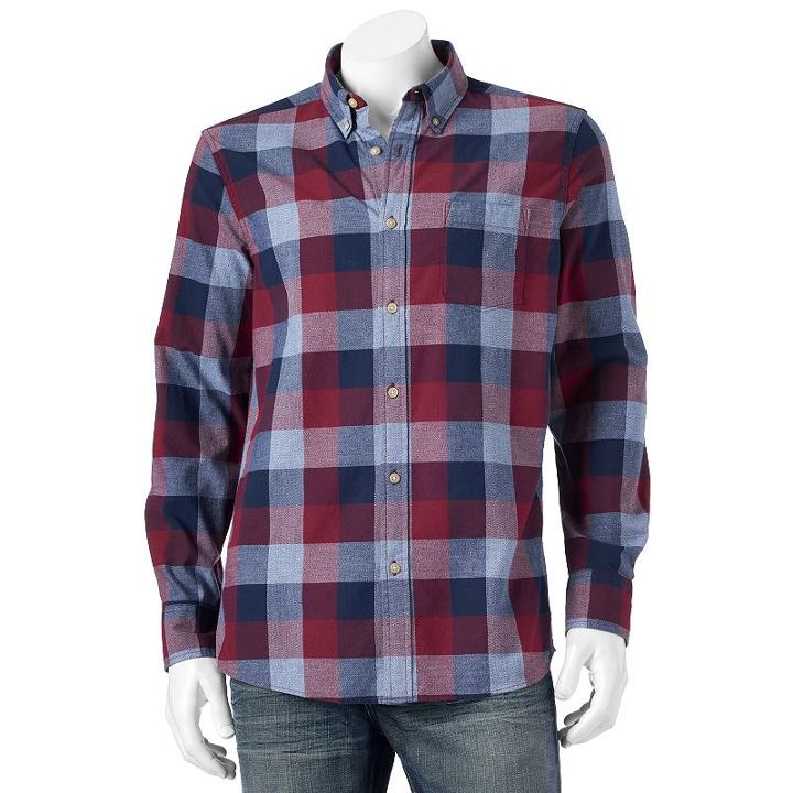 Men's Sonoma Goods For Life&trade; Jaspe Modern-fit Button-down Shirt, Size: Medium, Red