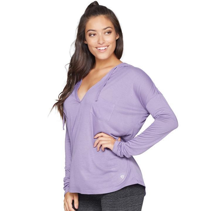 Women's Colosseum Scenic Route Hooded Long Sleeve Top, Size: Large, Drk Purple