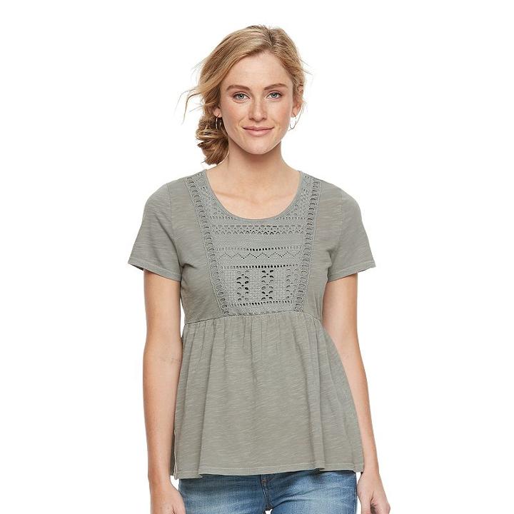 Women's Sonoma Goods For Life&trade; Embroidered Peplum Tee, Size: Xl, Lt Green