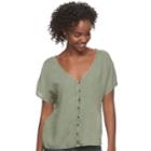 Juniors' Mudd&reg; Button-front Crop Top, Teens, Size: Xl, Med Green