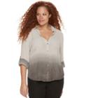 Plus Size Rock & Republic&reg; Roll-tab Gauze Shirt, Women's, Size: 3xl, Silver