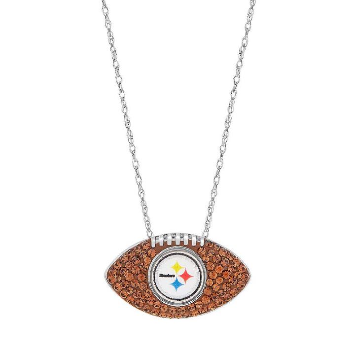 Sterling Silver Crystal Pittsburgh Steelers Football Pendant, Women's, Brown