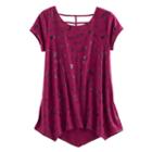 Girls 7-16 & Plus Size So&reg; Patterned Cageback Handkerchief Hem Legging Tee, Size: 7-8, Med Purple