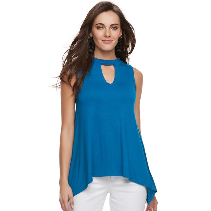 Women's Jennifer Lopez Cascade Cutout Tank, Size: Medium, Dark Blue