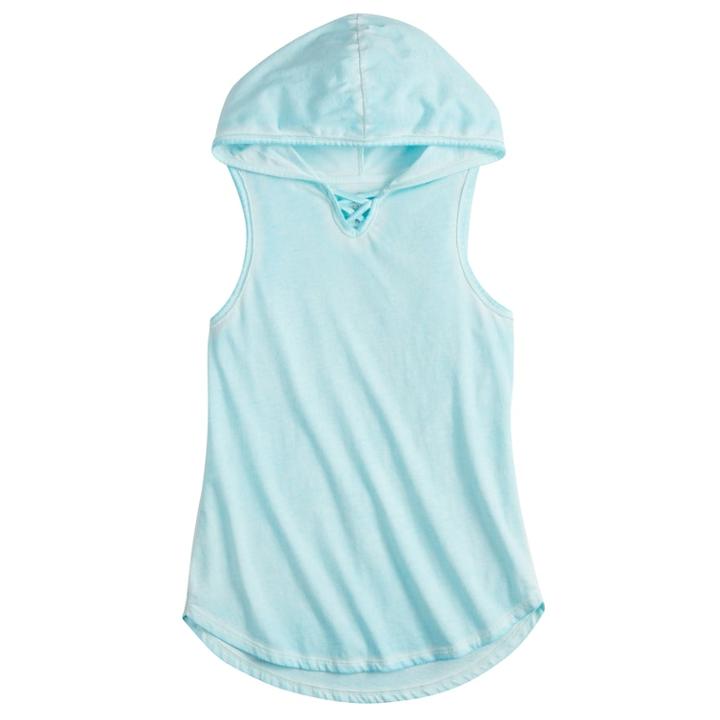 Girls 7-16 So&reg; Hooded Tunic Tank Top, Size: 14, Med Blue