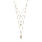 Rose Gold Tone Petal Nickel Free Layered Necklace, Women's, Light Pink