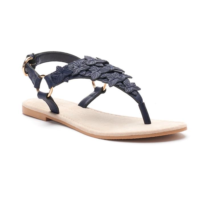 Lc Lauren Conrad Women's Floral Applique Slingback Thong Sandals, Size: Medium, Blue