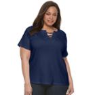 Plus Size Croft & Barrow&reg; Lace-up Tee, Women's, Size: 1xl, Blue