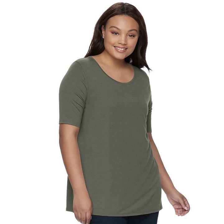 Juniors' Plus Size So&reg; Elbow Sleeve Tunic Tee, Teens, Size: 3xl, Green