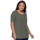 Juniors' Plus Size So&reg; Elbow Sleeve Tunic Tee, Teens, Size: 3xl, Green