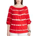 Plus Size Women's Chaps Tie-dyed Off-the-shoulder Top, Size: 1xl, Red