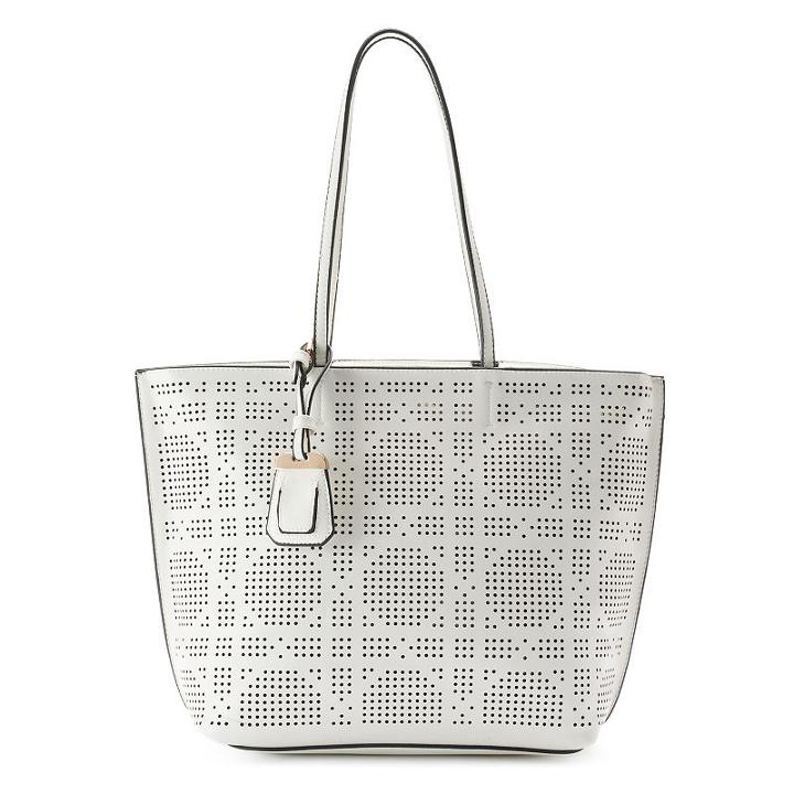 La Diva Riley Perforated Shoulder Bag, Women's, White