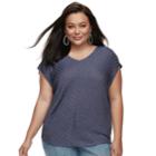 Plus Size Jennifer Lopez Dolman V-neck Tee, Women's, Size: 0x, Med Purple