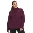 Plus Size Tek Gear Microfleece Turtleneck Pullover Top, Women's, Size: 2xl, Drk Purple