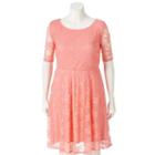 Juniors' Plus Size Wrapper Lace A-line Dress, Girl's, Size: 1xl, Pink
