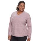 Plus Size Tek Gear&reg; Microfleece V-neck Top, Women's, Size: 1xl, Dark Pink