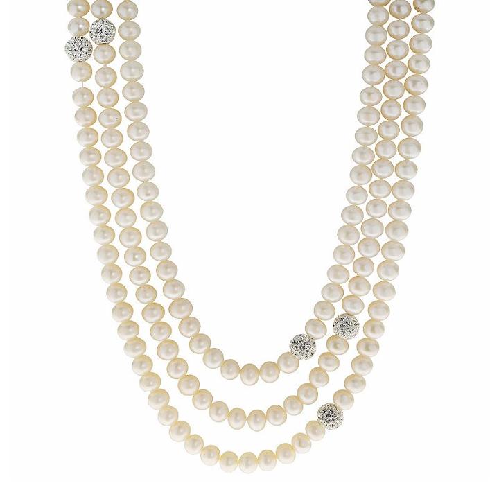 Pearlustre By Imperial Freshwater Cultured Pearl & Crystal Endless Necklace, Women's, White